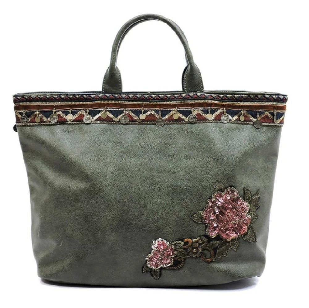 XL Green Sequin Embellished Hobo Bag